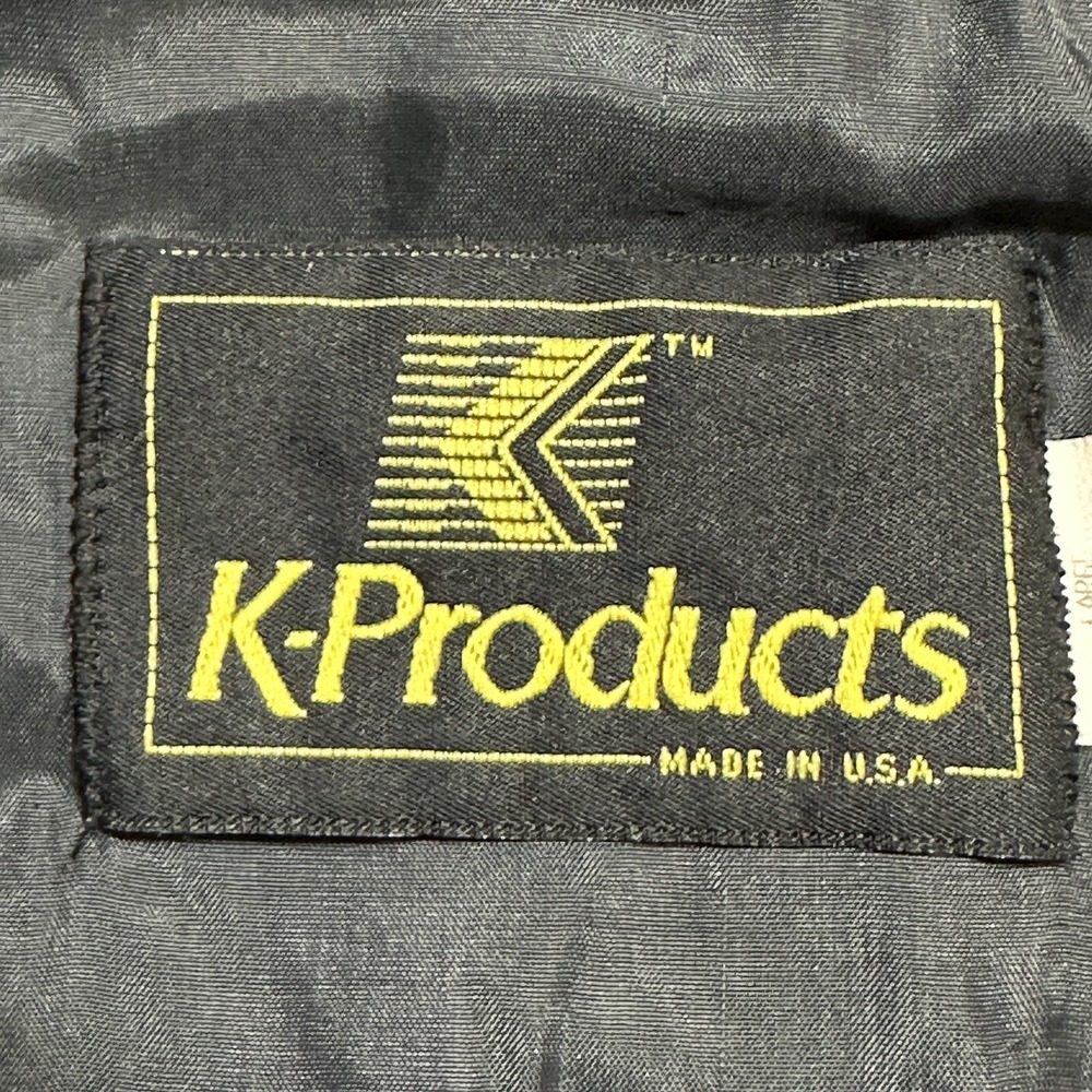 K-Products Full Zip Men's Jacket USA Made L Black Windbreak AMOCO Relaxed VTG - Picture 7 of 12